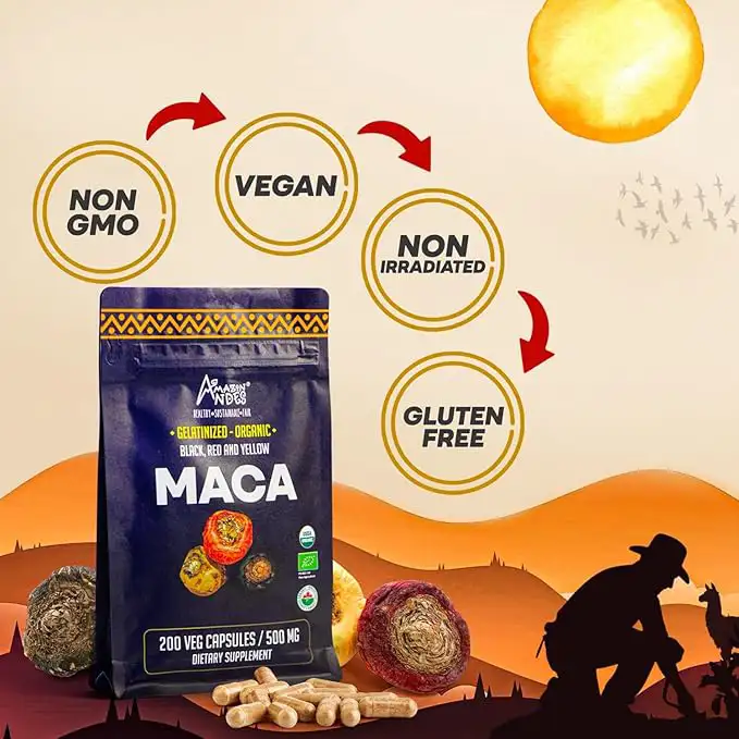 Triple maca en cápsulas | Negra, roja y amarilla | 100 de 1.500 mg — imagen 3