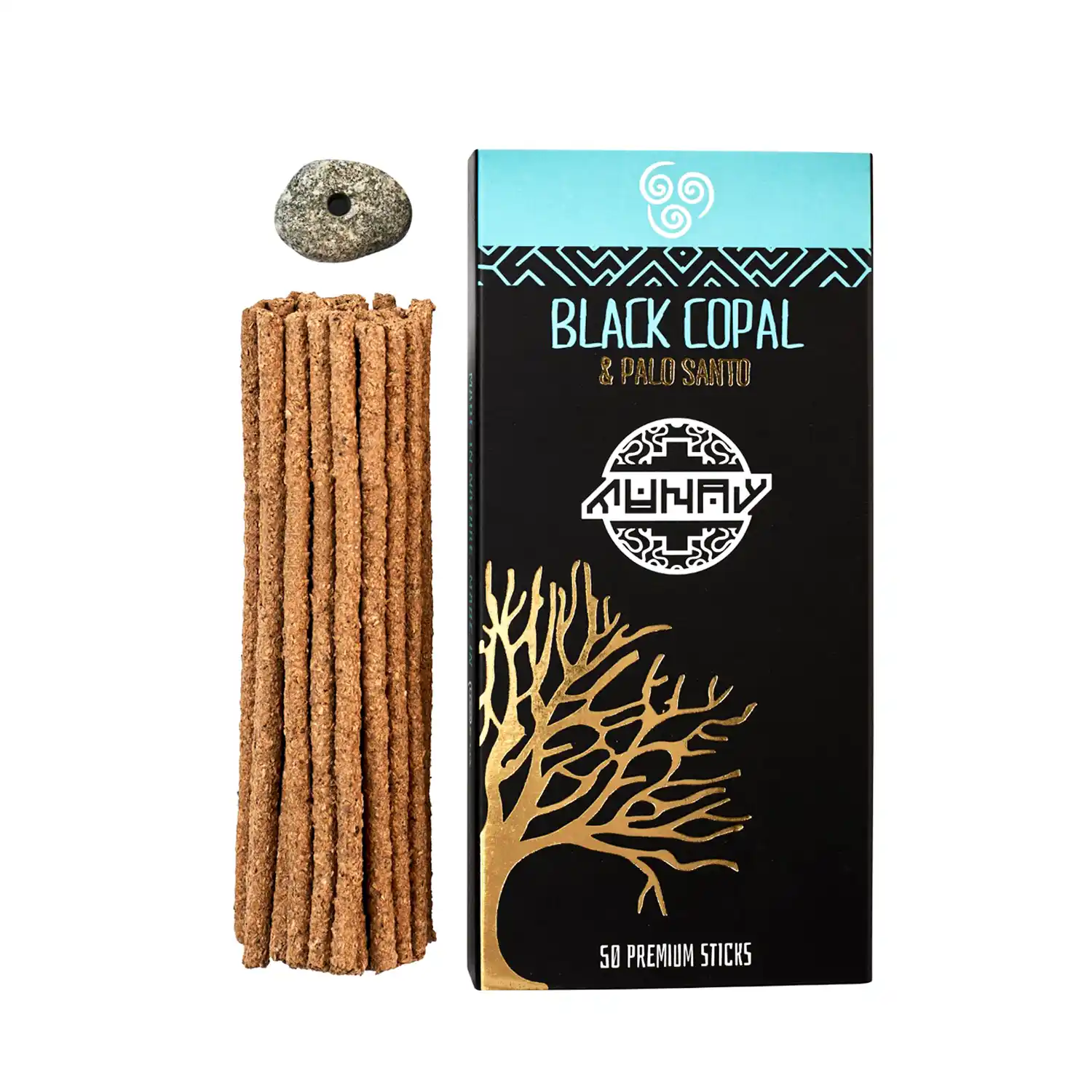 Black Copal & Palo Santo Incense Sticks | Spiritual Ritual Blend | 50 Sticks Handcrafted Peru